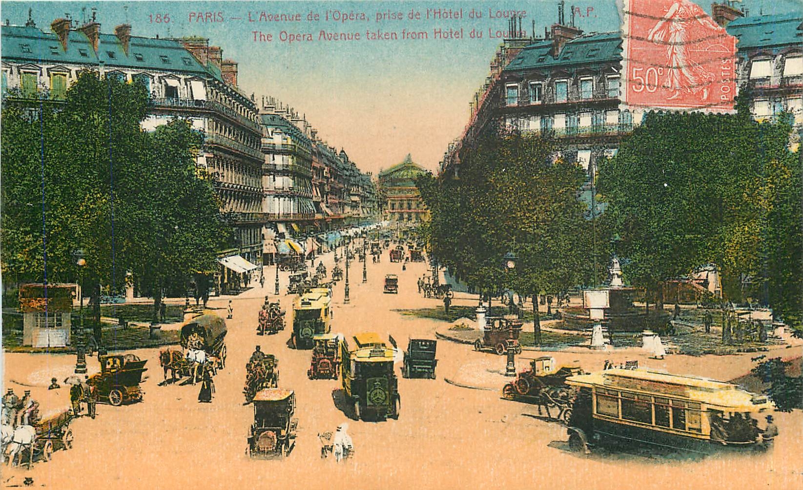 CPA Paris L'Avenue de l'Opera prise de l'Hotel 