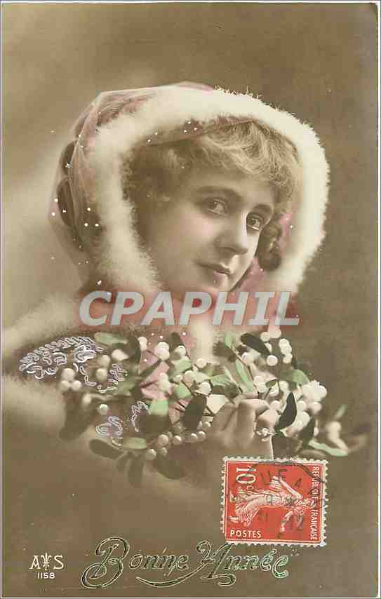 CPA Bonne Annee Femme