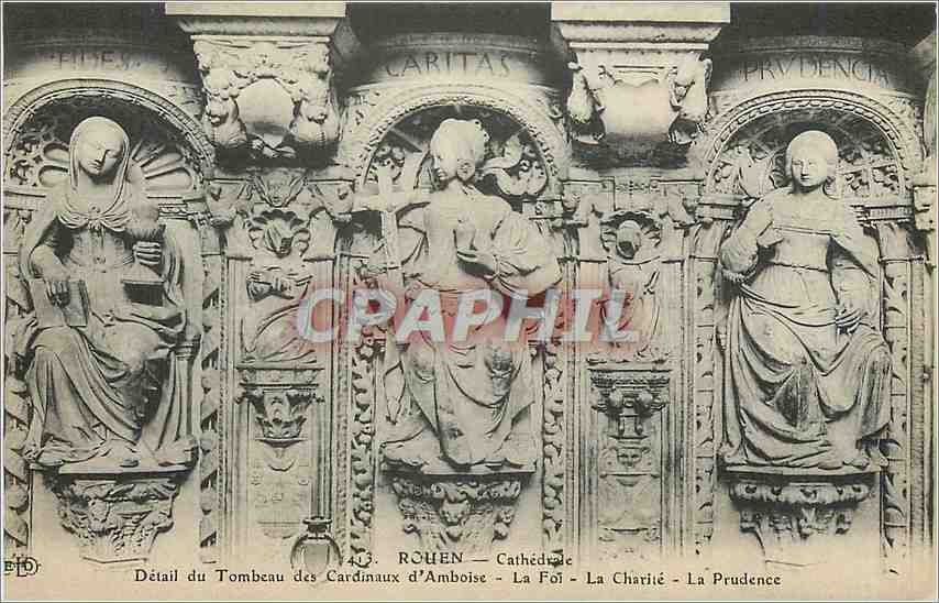 CPA Rouen Cathedrale Detail du Tombeau des Cardinaux d'Amboise 