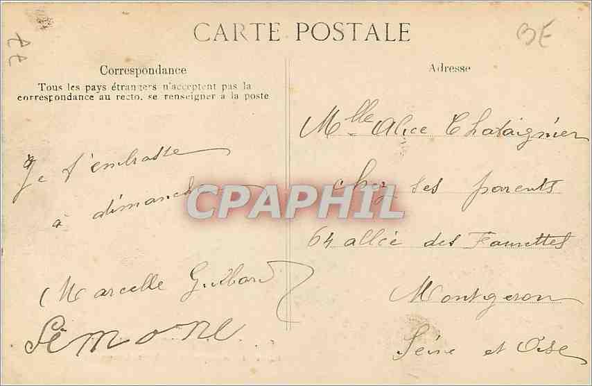 Schloss FONTAINEBLEAU — Musikzimmer von Marie-Antoinette — Verlag E.P.D. n° 622 — Rückseite