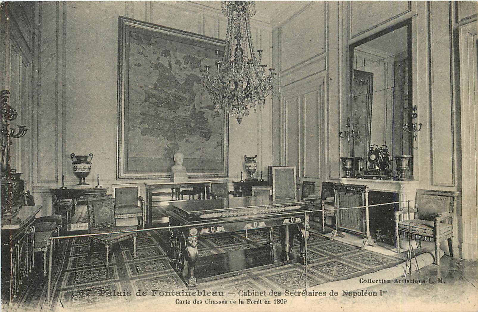 Schloss Fontainebleau — Cabinet der Sekretäre Napoleons I. — Ansichtskarte der Jagd im Wald 1809