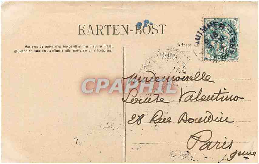 CPA Quimper La Riviere La Chaise de l'Eveque  — Rückseite