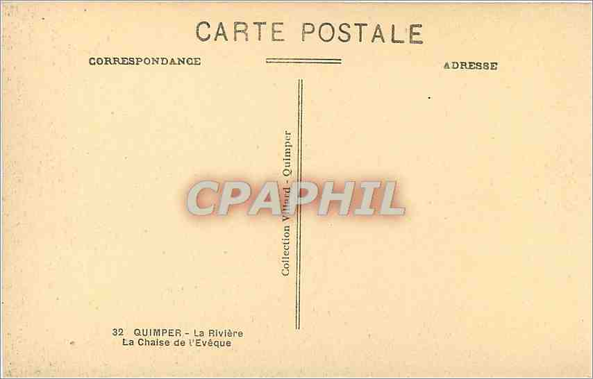 CPA Quimper La Riviere La Chaise de l'Eveque  — Rückseite