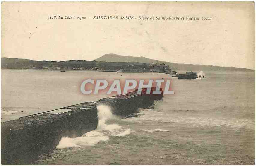 Saint-Jean-de-Luz — Digue de Sainte-Barbe et Vue sur Soocoa — Bromotype Gautreau Langon (Gironde)