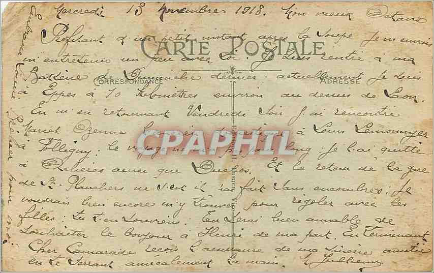 CPA En Souvenir de la Grande Guerre  — Rückseite