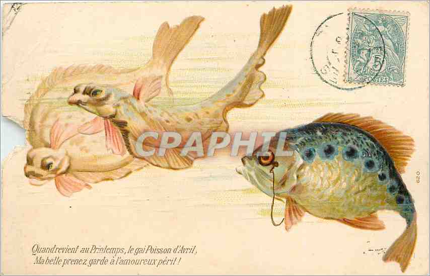 CPA Quandrevient au Printemps le gai Poisson d'Avril Poissons