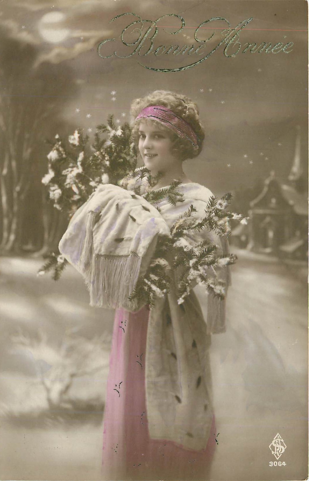 CPA Bonne Annee Femme