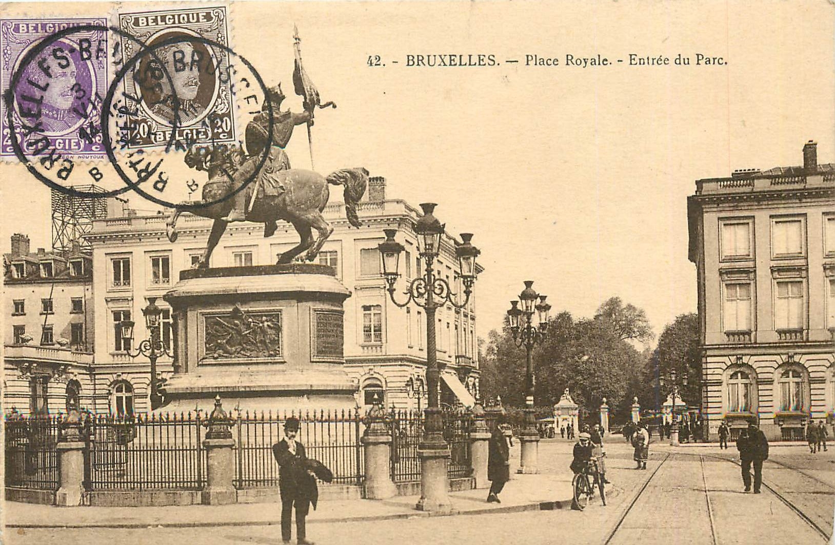 CPA Bruxelles Place Royale Entree du Parc 