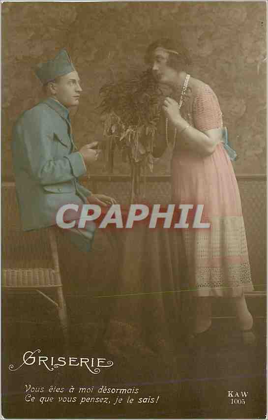CPA Griserie Femme Militaria