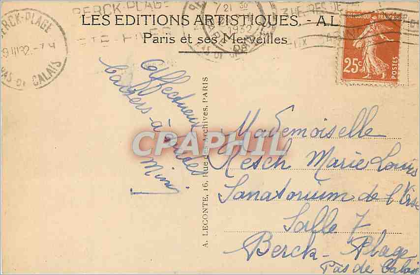 CPA Paris Les Invalides  — Verso