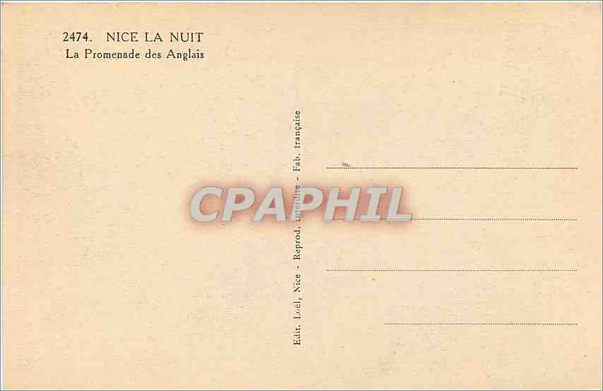 CPA Nice La Nuit La Promenade des Anglais  — Rückseite