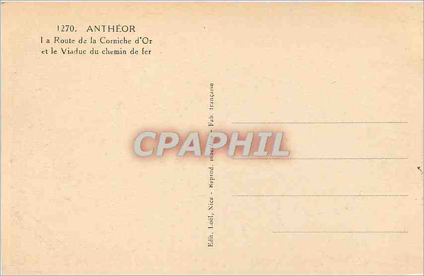 CPA Antheor La Route de la Corniche d'Or et le Viaduc du chemin de fer  — Rückseite