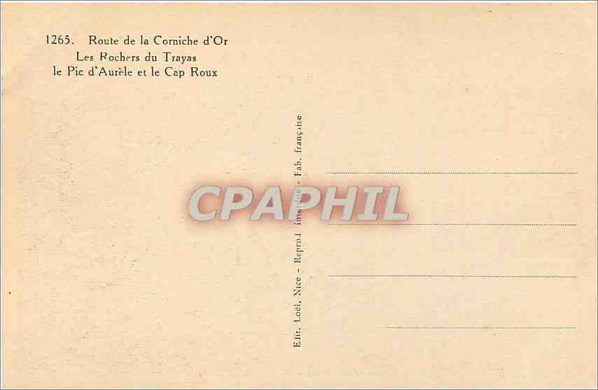 CPA Route de la Corniche d'Or Les Rocher du Trayas  — Rückseite