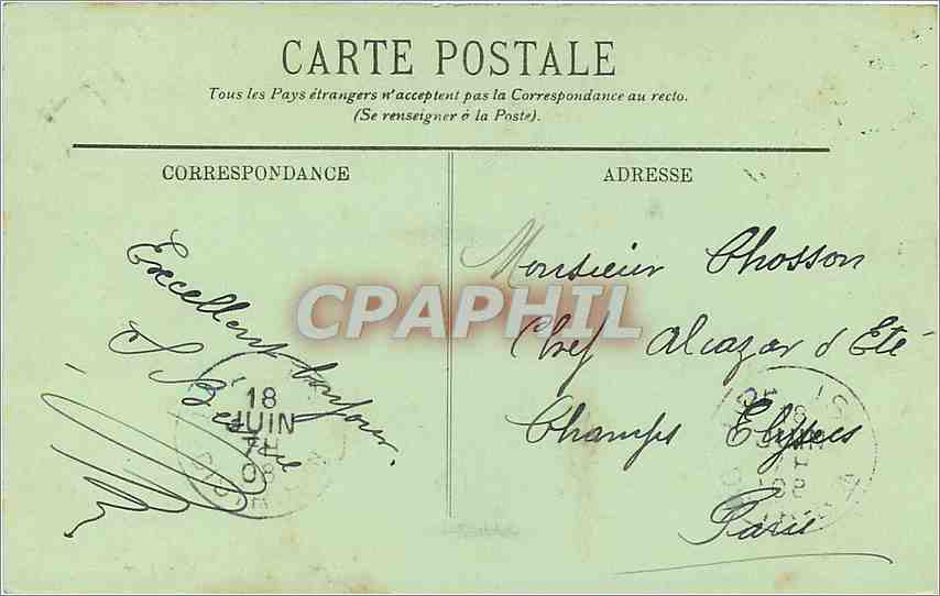CPA Vichy Le Casino Un coin de la Terrasse  — Verso