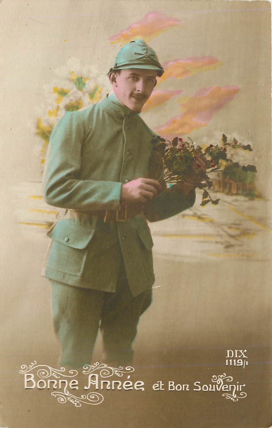 CPA Bonne Annee et Bon Souvenir Militaria