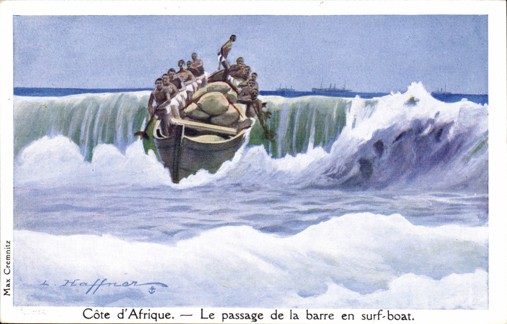Côte d'Afrique — Le passage de la barre en surf-boat — L. Haffner