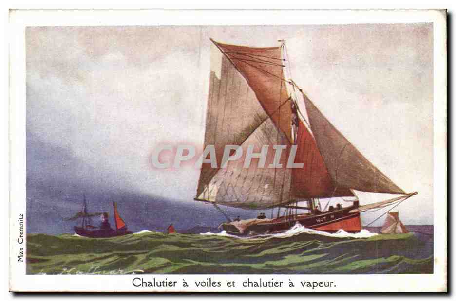Chalutier à voiles et chalutier à vapeur — Max Cremnitz