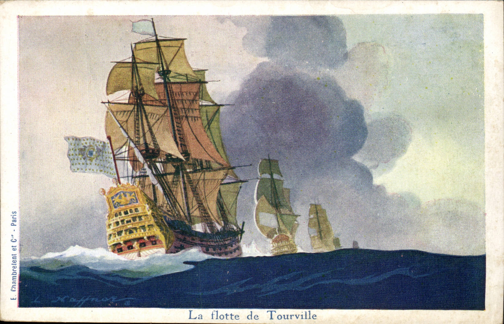 Illustrateur CPA Bateau Boat La flotte de Tourville