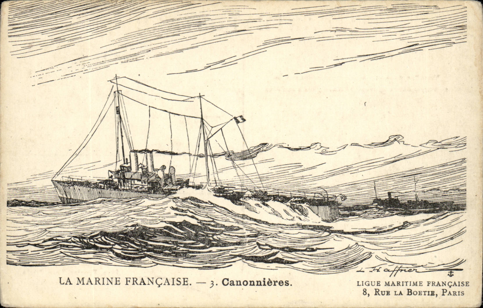 Illustrateur CPA Bateau Boat La marine francaise CAnonieres