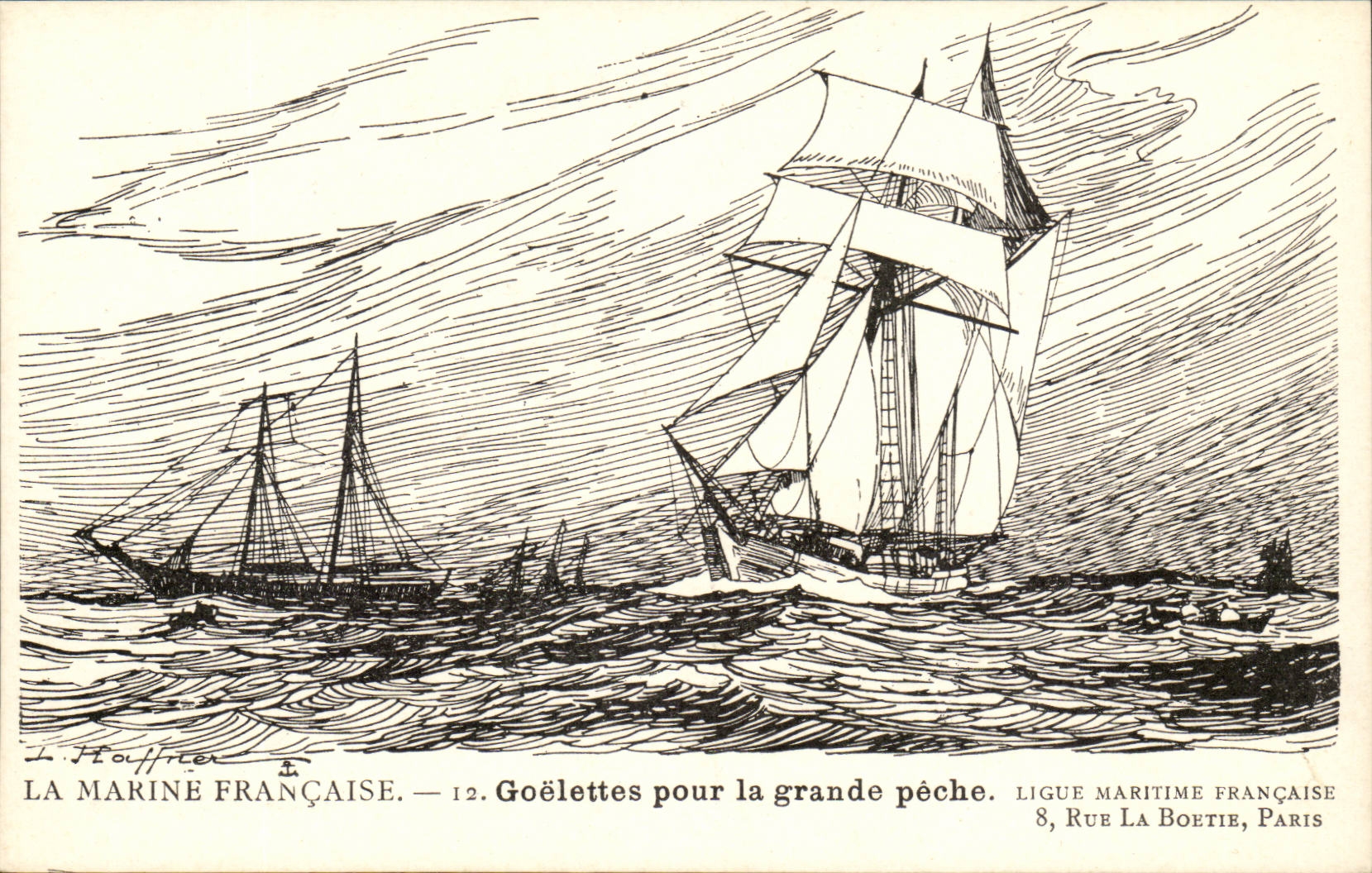 La Marine Française — 12. Goélettes pour la grande pêche — Ligue Maritime Française, 8 Rue La Boétie, Paris