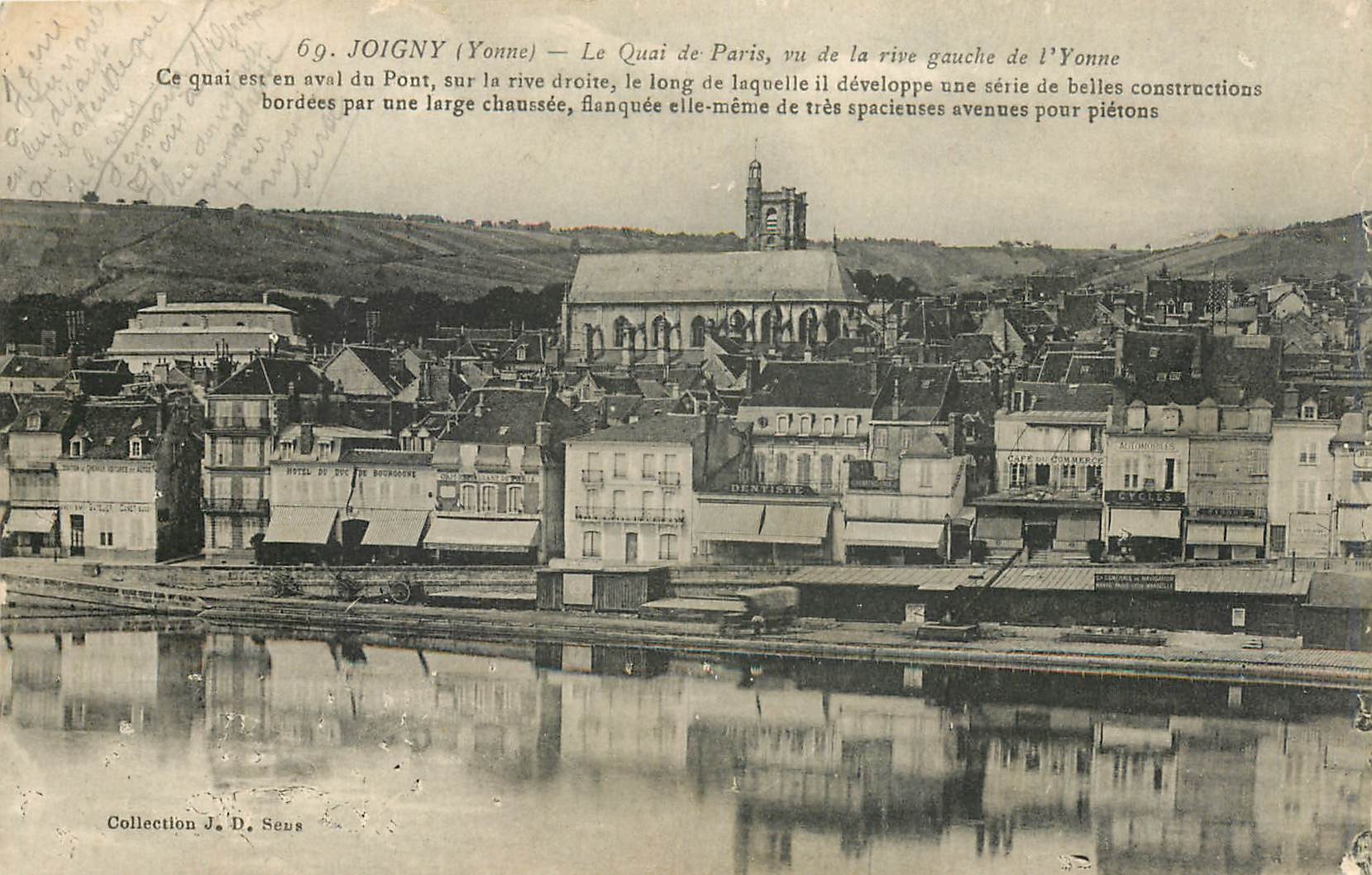 CPA Joigny Yonne Le Quai de Paris vu de la rive gauche de l'Yonne 