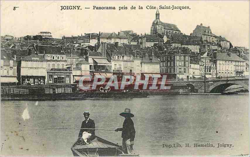 CPA Joigny Panorama pris de la Cote Saint Jacques Peche Pecheur