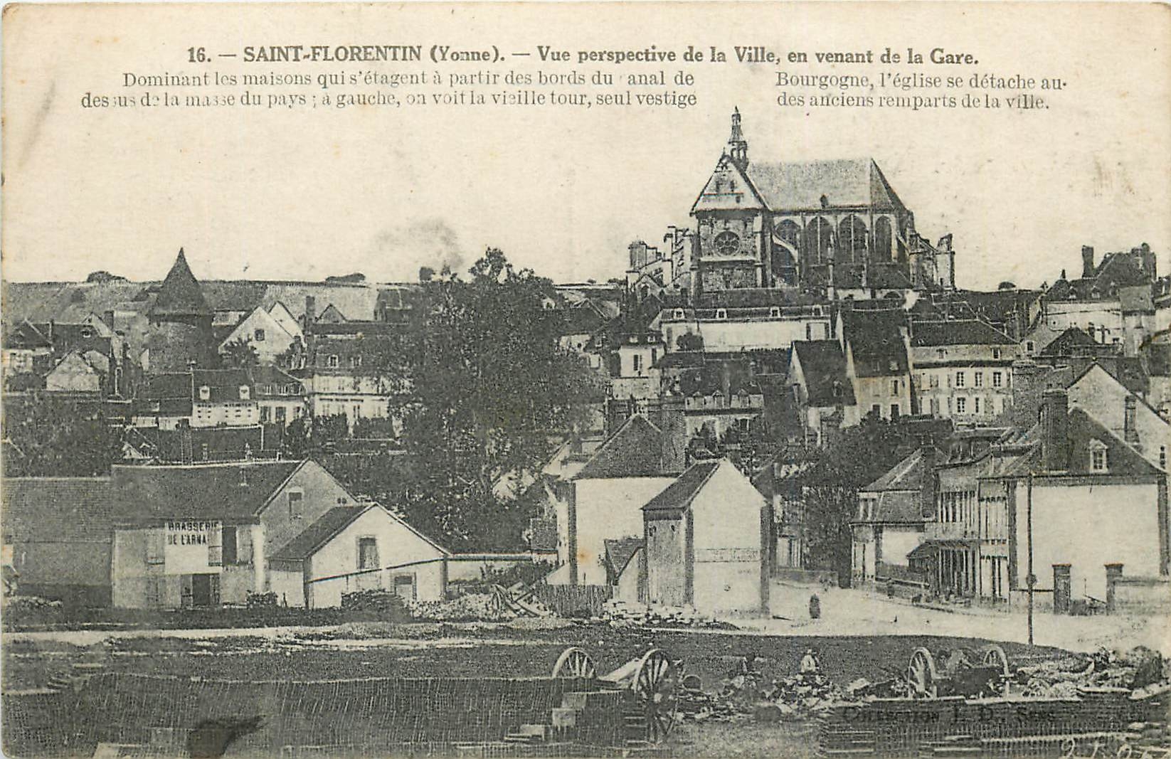 CPA Saint Florentin Yonne Vue perspective de la Ville en venant de la Gare 