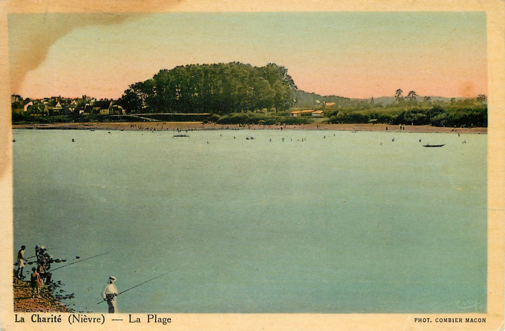 CPA La Charite Nievre La Plage Peche Pecheur