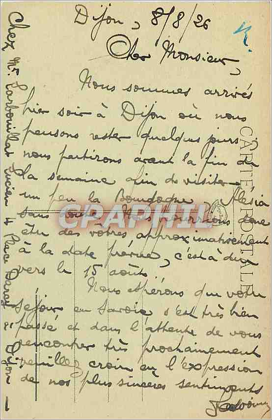 CPA Dijon Square Darcy  — Verso