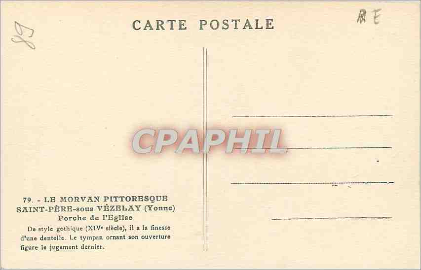 CPA Saint Pere sous Vezelay Yonne Porche de l'Eglise  — Rückseite