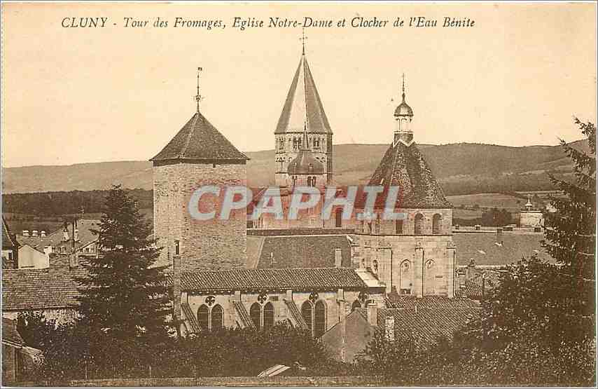 CPA Cluny Tour des Fromages Eglise Notre Dame et Clocher de l'Eau Benite 