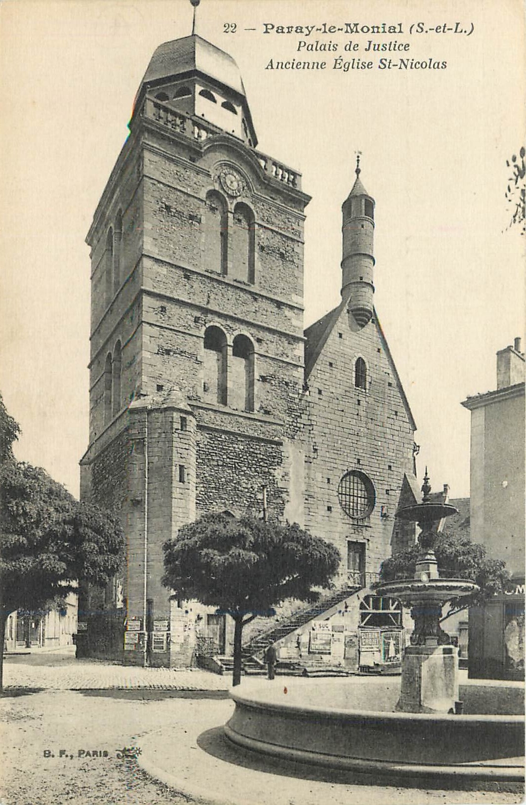 Paray-le-Monial (S.-et-L.) — Palais de Justice et Ancienne Église St-Nicolas — B. F., Paris