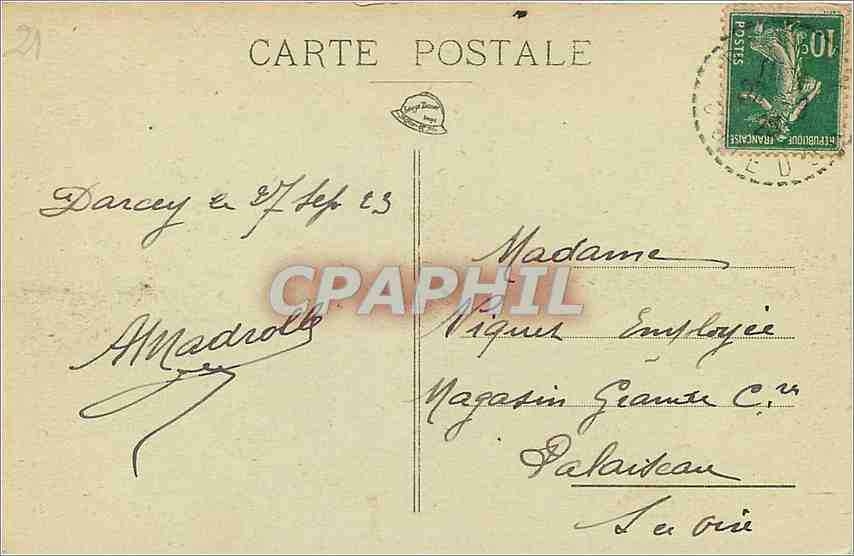 CPA Dijon Place President Wilson  — Rückseite