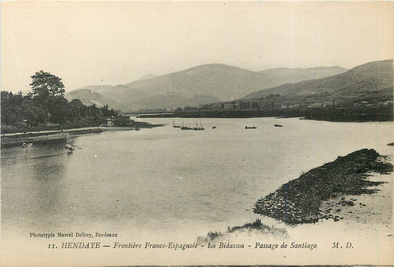 Hendaye — Französisch-spanische Grenze — La Bidassoa — Passage von Santiago — Phototypie Marcel Delbey, Bordeaux
