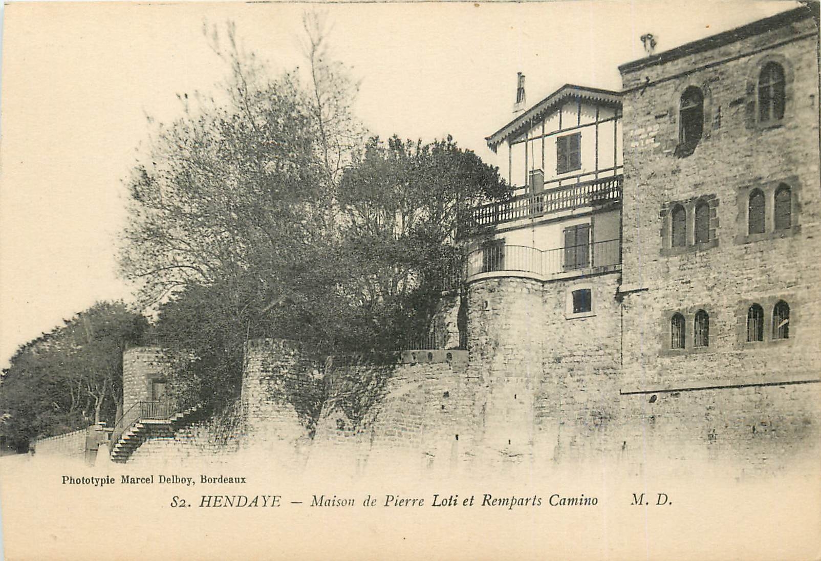 Hendaye — Maison de Pierre Loli et Remparts Camino — Phototypie Marcel Delboy, Bordeaux