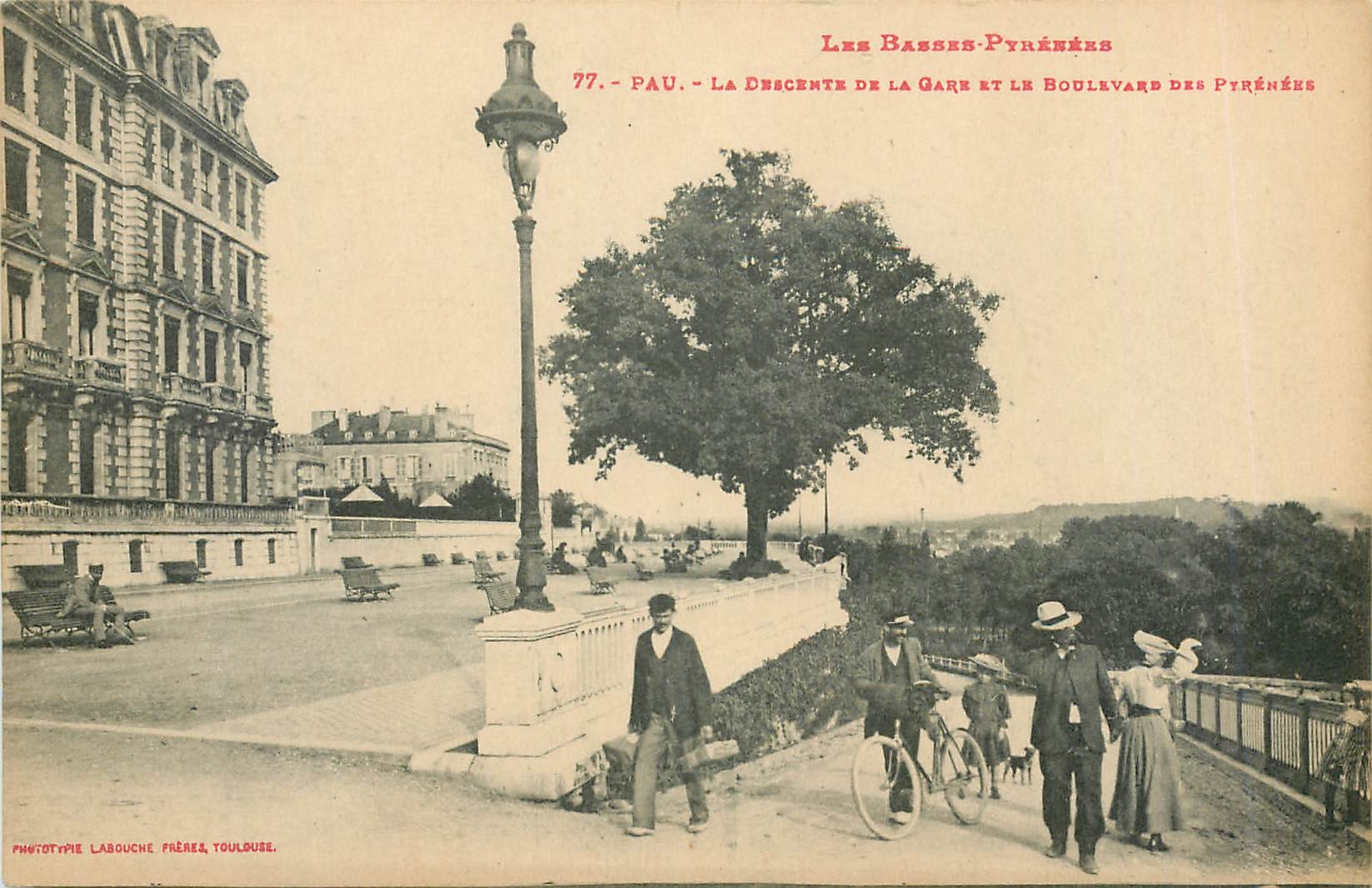 Pau - La Descente de la Gare et le Boulevard des Pyrénées — Phototype Labouche Frères, Toulouse