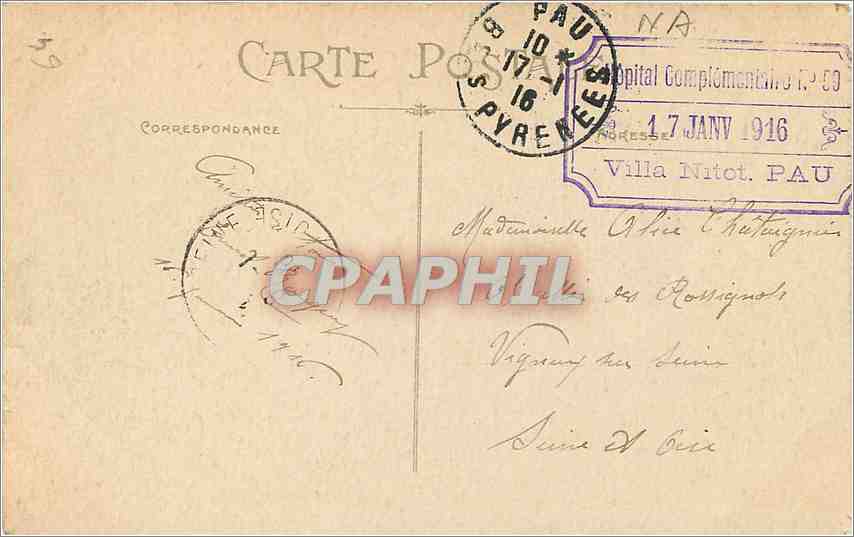 CPA Pau La Chaine des Pyrenees  — Rückseite