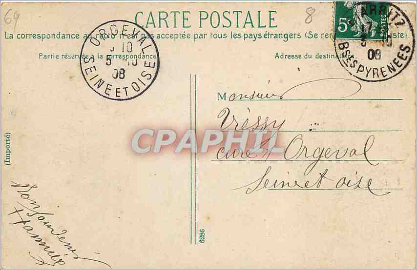 CPA Biarritz Artistique Le Palais de l'Empereur  — Verso