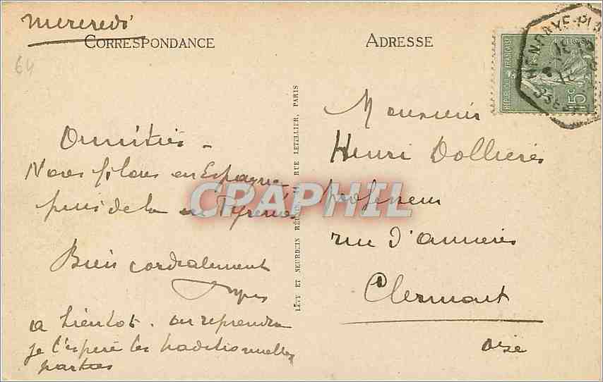 CPA Biarritz Le Grand Hotel et la Plage vus de la Place Bellevue Automobile — Verso