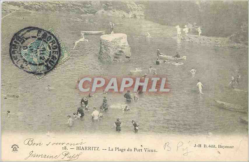 Biarritz — La Plage du Port Vieux — J-H B. édit. Bayonne, n° 18