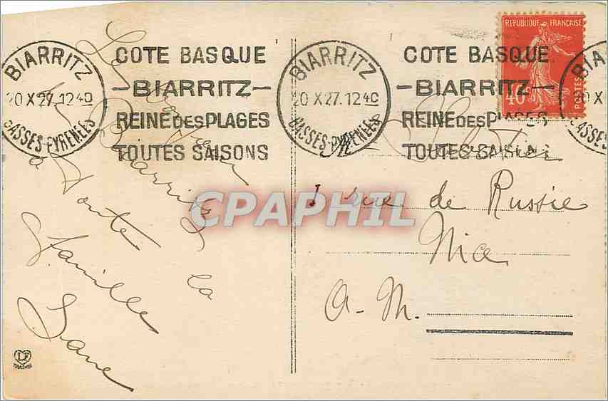 CPA Biarritz Port des Pacheurs et Eglise Sainte Eugenie  — Verso