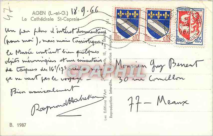 CPM Agen L et G La Cathedrale St Caprais  — Back