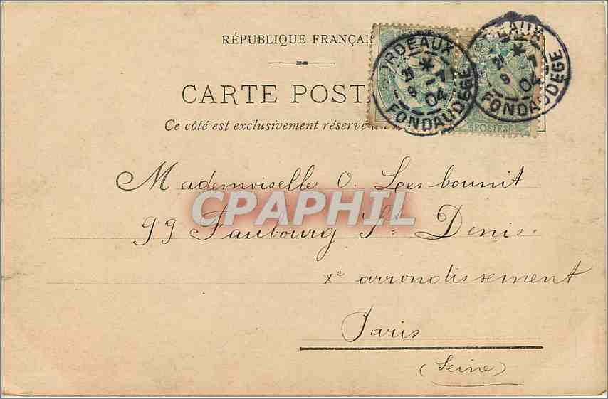 CPA Bordeaux Statue de Vercingetorix allees Damour  — Verso