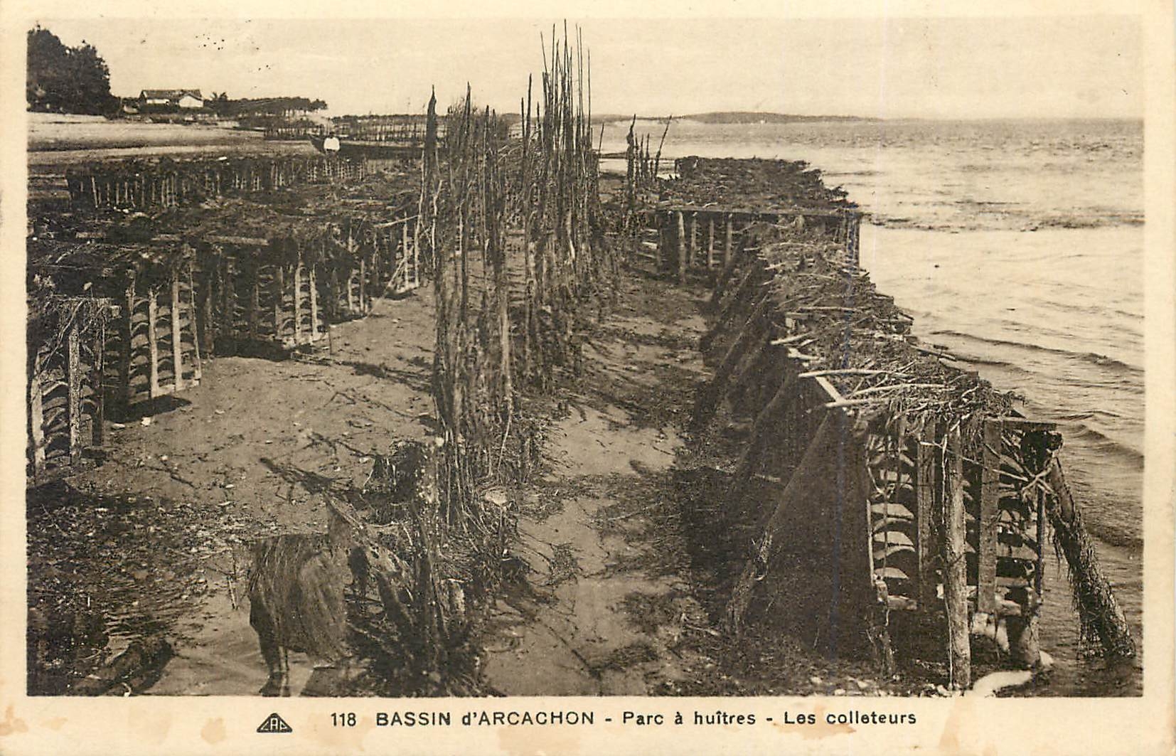 Bassin d'Arcachon - Oyster Park - Die Sammler — Antike Ansichtskarte n°118, Verlag A.P.C.