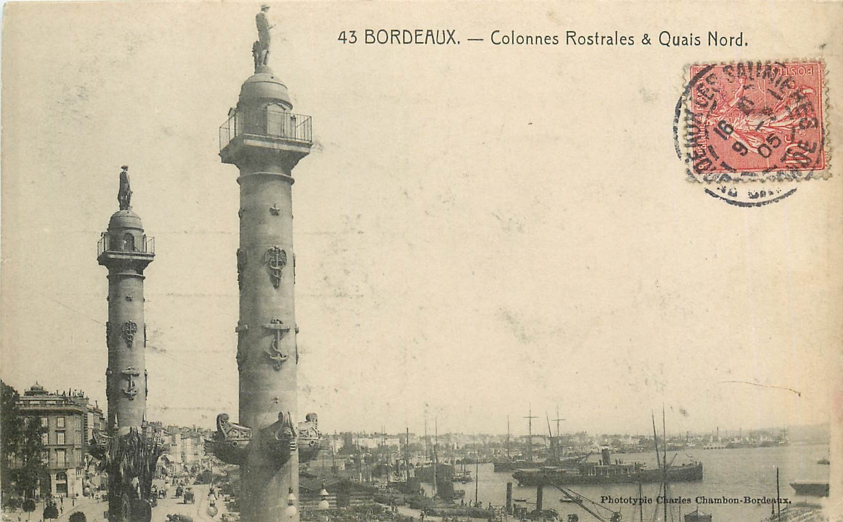 CPA Bordeaux Colonnes Rostrales Quais Nord 
