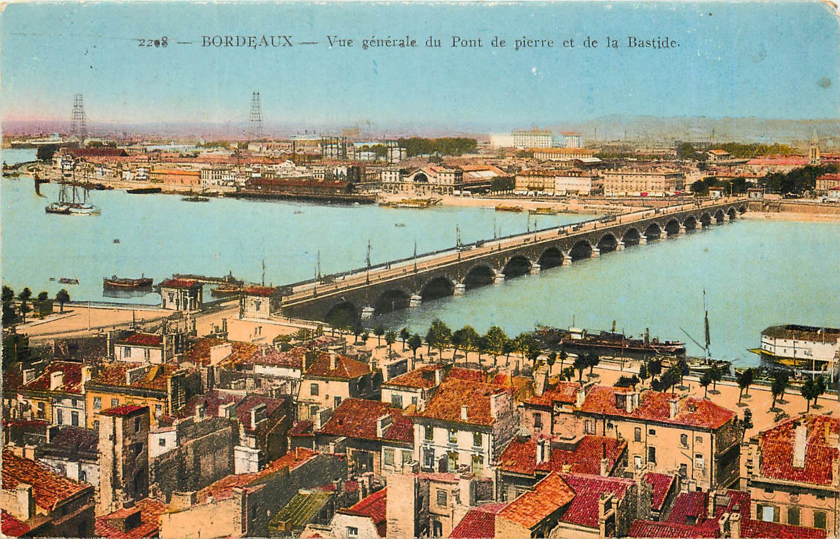 CPA Bordeaux Vue generale du Pont de pierre et de la Bastide 