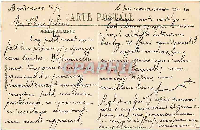 CPA Bordeaux Les Colonnes Rostrales  — Verso
