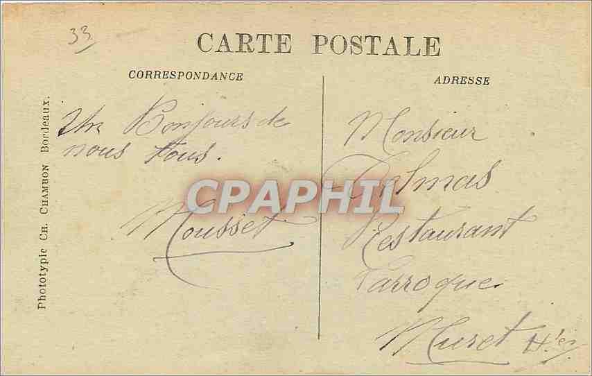 CPA Bordeaux Le Grand Theatre  — Verso