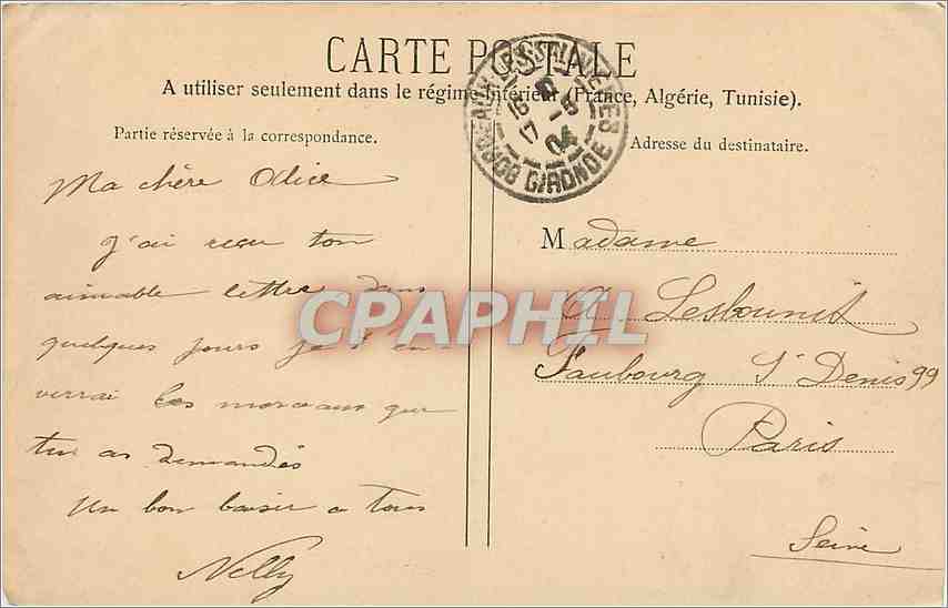 CPA Bordeaux Monument Gambetta Cote gauche  — Verso