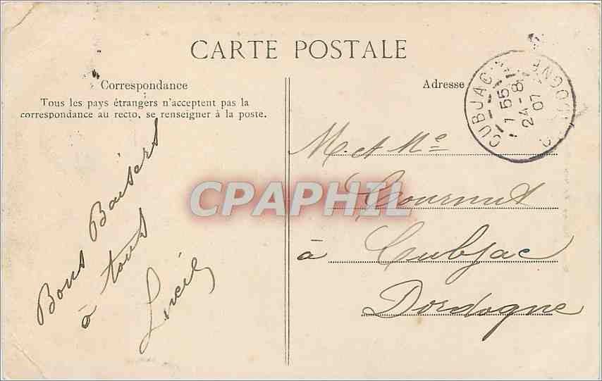 CPA Bordeaux Exposition Maritime Internationale 1907 Le Grand Palais  — Rückseite